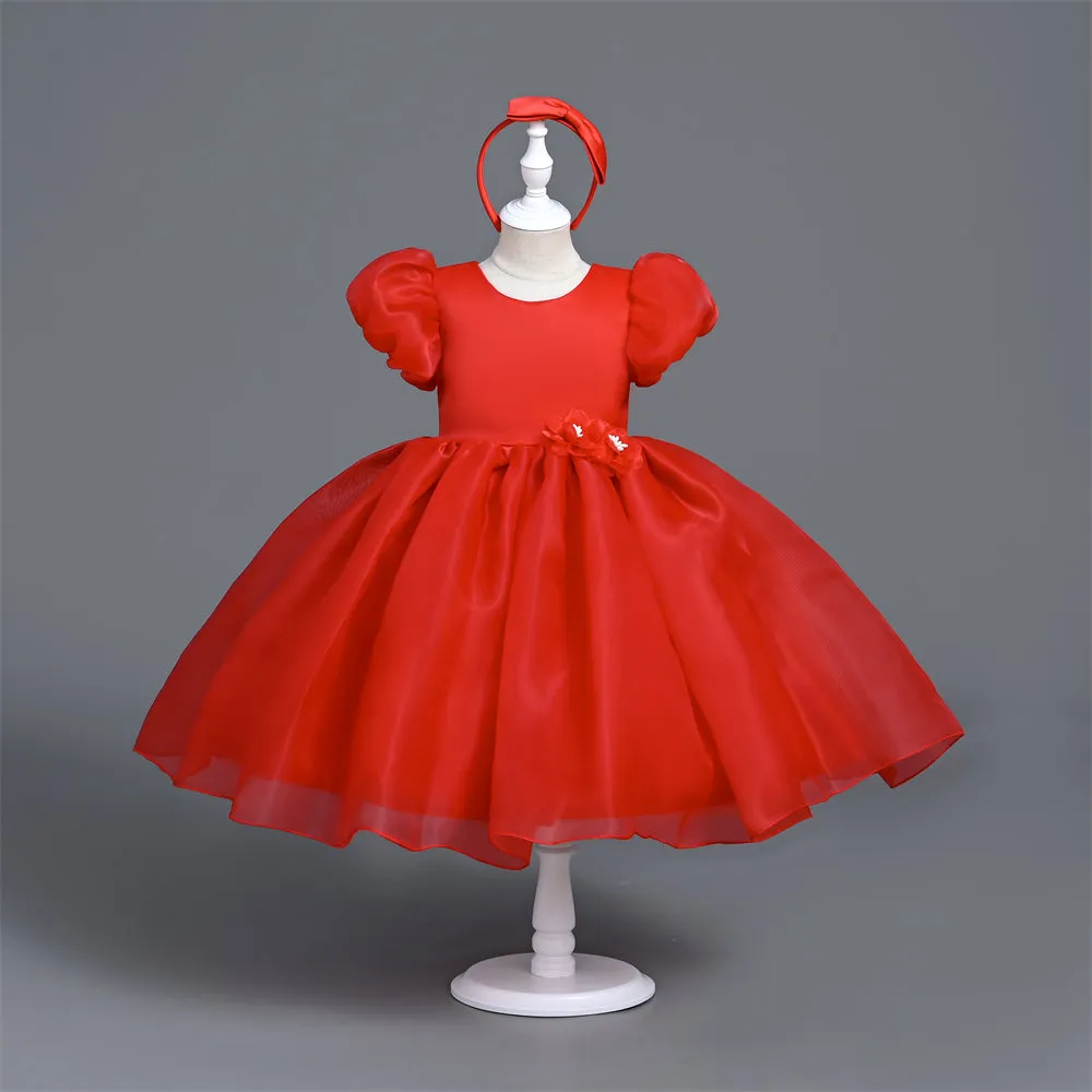 VA030 Yoliyolei Hairband Puff Dress Kids Girl Fairy Tale Summer Organza Wedding Ball Gown Todller Children Christening Clothes Girl