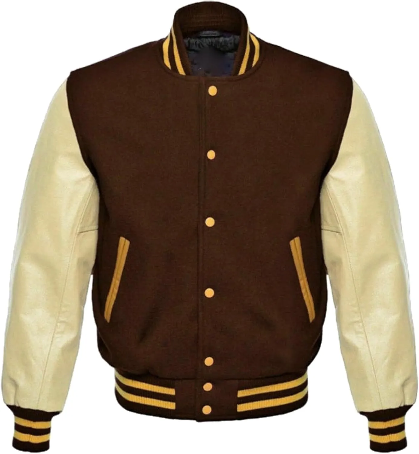 Varsity Jacket Letterman Jacket for Mens Baseball Bomber Jacket Made up of Leather Sleeves and Wool Body