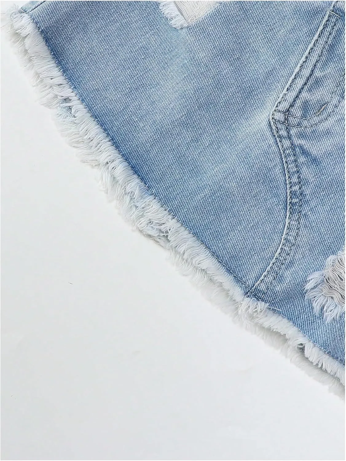 WDIRARA Girl's 2 Piece Outfit Ripped Raw Hem Denim Jacket and Mini Skirt Set