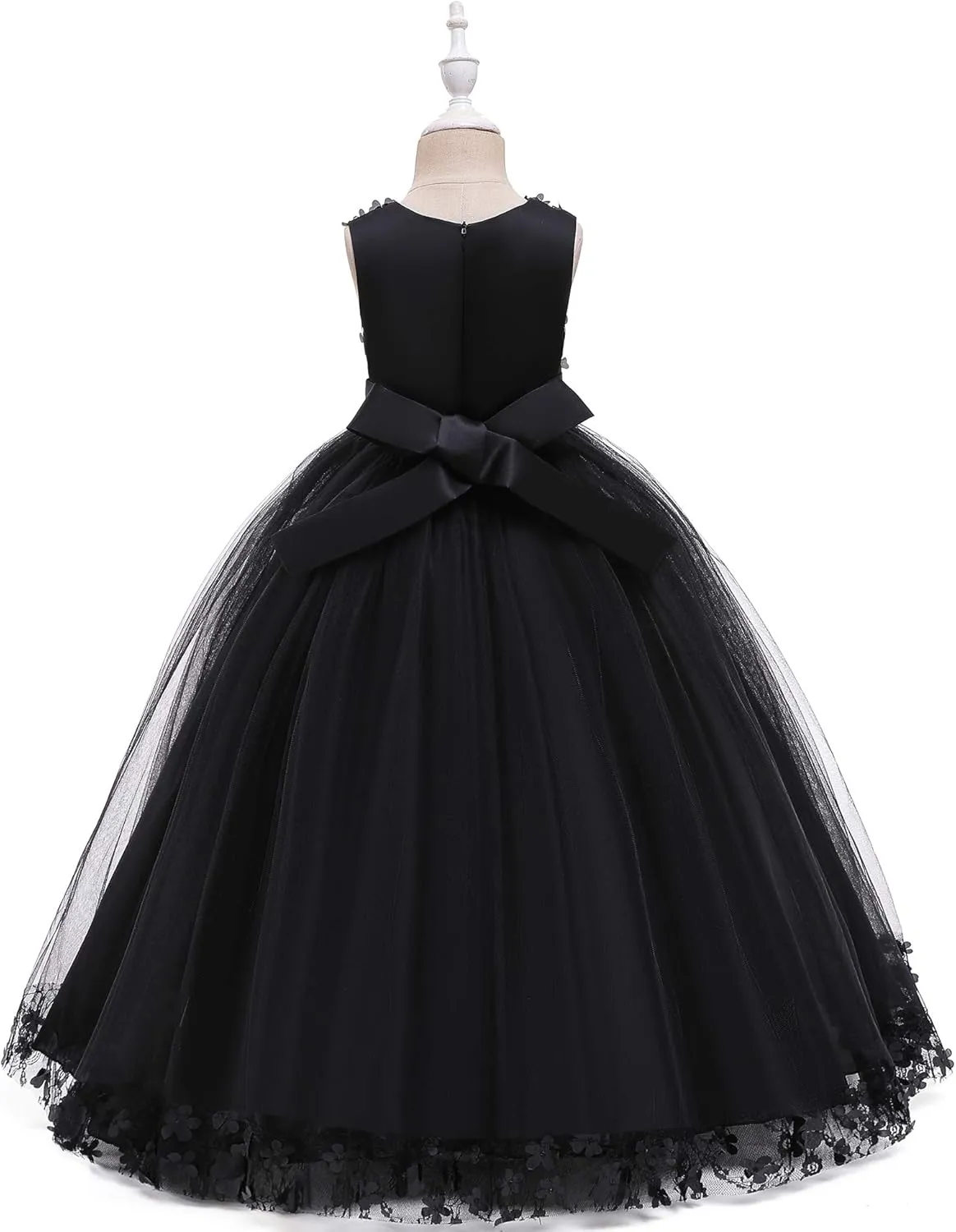 Weileenice Flower Girls Lace Party Dress Applique Little/Big Girl Wedding Formal Tulle Dresses Kids Prom Funeral Gown