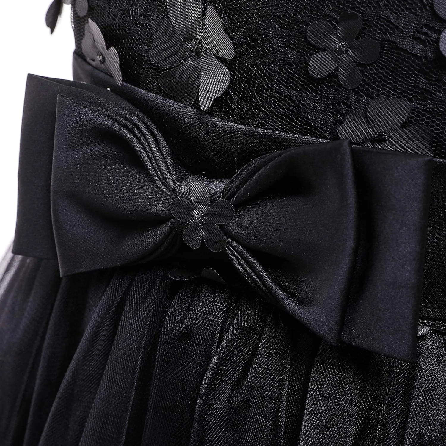 Weileenice Flower Girls Lace Party Dress Applique Little/Big Girl Wedding Formal Tulle Dresses Kids Prom Funeral Gown