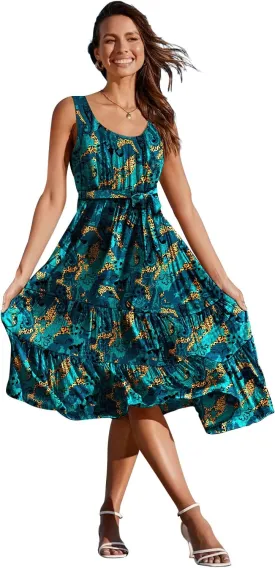 YESNO Women's Summer Casual Sleeveless Midi Dresses Boho Floral Tiered Sundresses with Pockets EMV